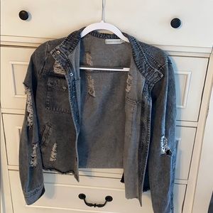 Grey destroyed look Jean jacket